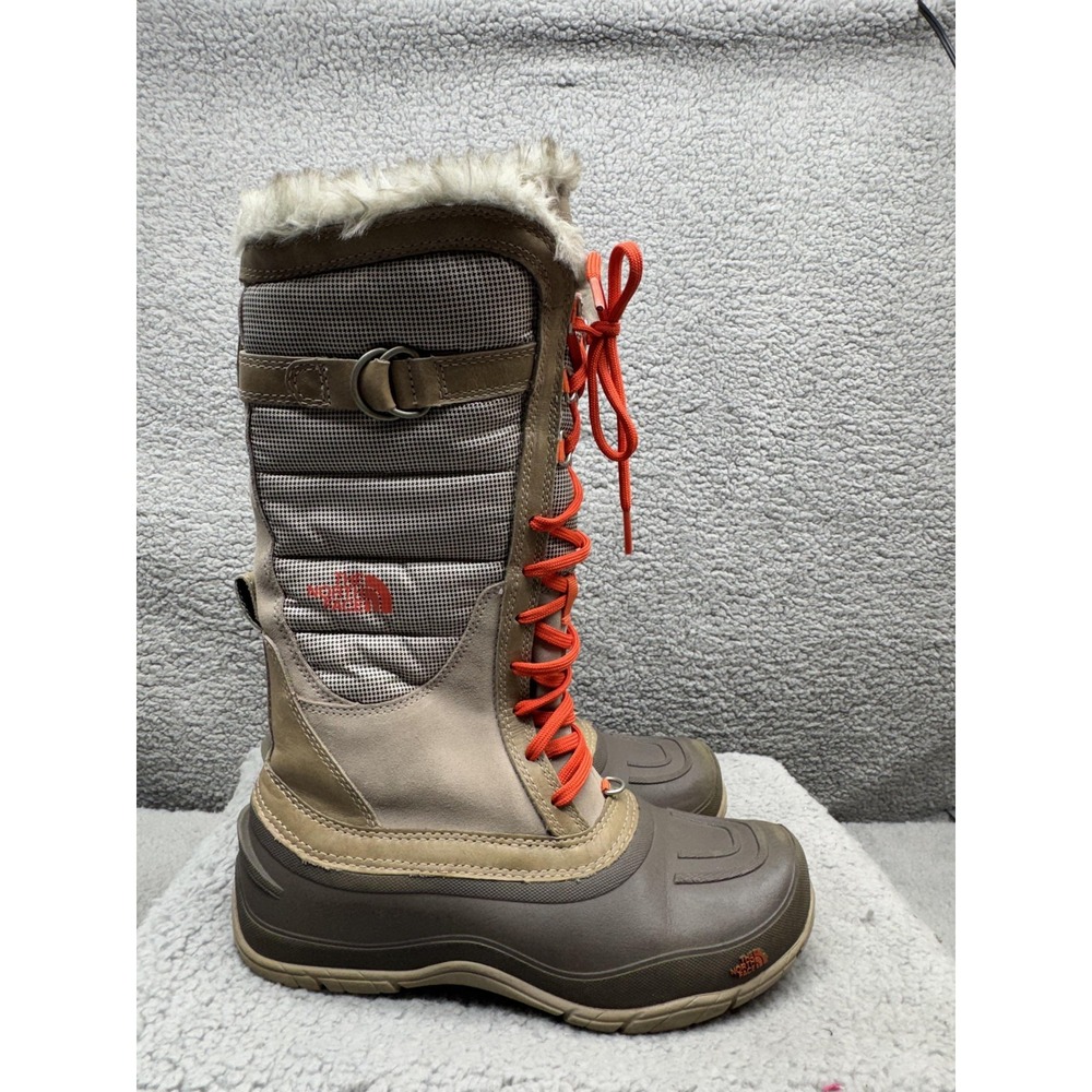 The North Face Boots Womens Size 8 Brown Leather Snow Lace Up Fur Winter Warm